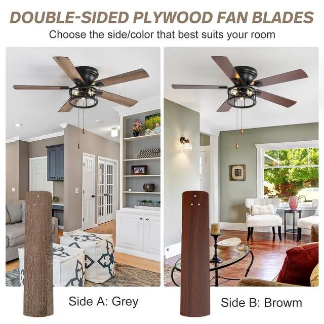 Alt view image 6 of 6 - 72 Inch Farmhouse Chandelier Ceiling Fan, Large Ceiling Fans with Lights, for Bedroom Rustic Lighting Ceiling Fans Outdoor Indoor, 6 Speed Reversible Quiet DC Motor (Pull Cord Fan Style, 52 inch)