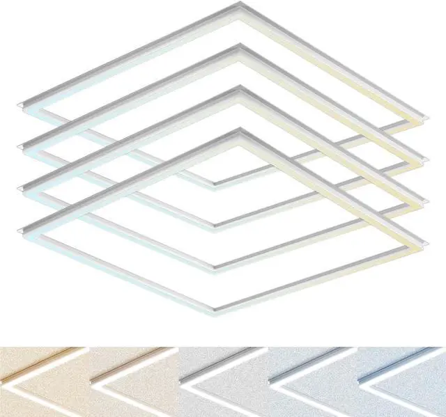 Main image of 2x2 FT Edge-Lit Frame LED Panel Lights,5CCT Selectable 3000K-6500K, 2600/3900/5200LM,20W/30W/40W Switch, Grid Drop Ceiling Lights,0-10V Dimmable,Damp Rated,100-277V,ETL Listed (2 X 2 EDGE - 4 PACK)