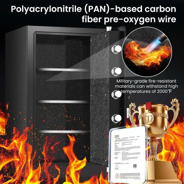 Alt view image 3 of 6 - 7.5 Cuft Large Fireproof Waterproof Home Safes | 1800°F Fire Safe for 35 Mins, 77Lbs Heavy Duty Home Safe Box with Digital Keypad,Sensor LED Light, Removable Shelf