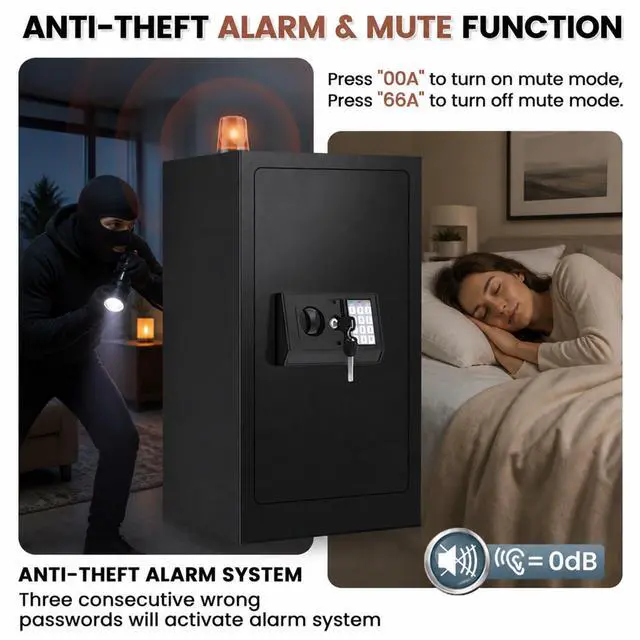 Alt view image 6 of 6 - 7.5 Cuft Large Fireproof Waterproof Home Safes | 1800°F Fire Safe for 35 Mins, 77Lbs Heavy Duty Home Safe Box with Digital Keypad,Sensor LED Light, Removable Shelf