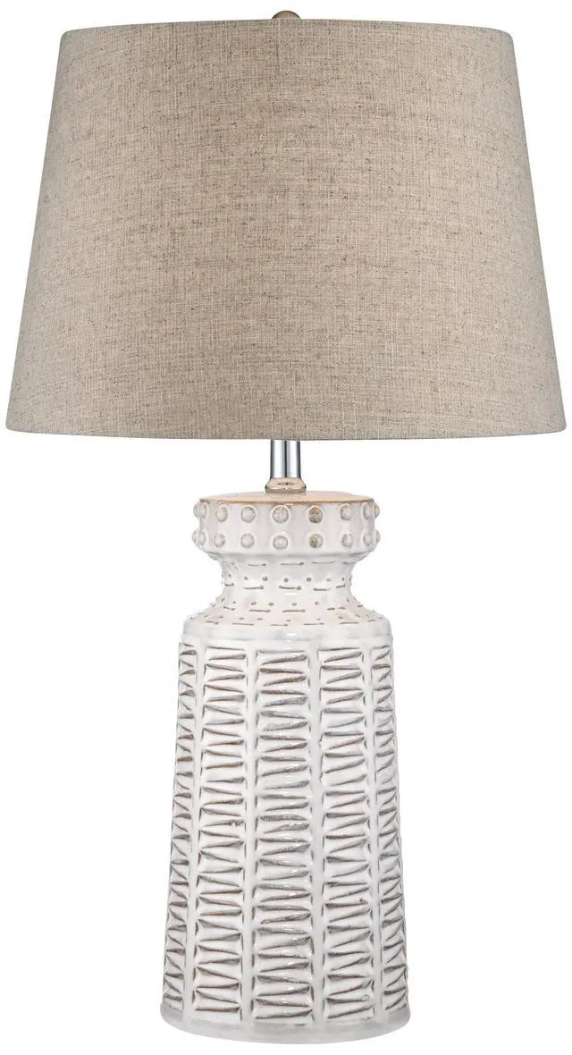 Alt view image 2 of 6 - Helene 26" Tall Table Lamp Cream White Ceramic Country Rustic Tan | Colors May Vary. Cottage Living Room Bedroom House Bedside Home Nightstand Office Family Linen Tapered Drum Shade