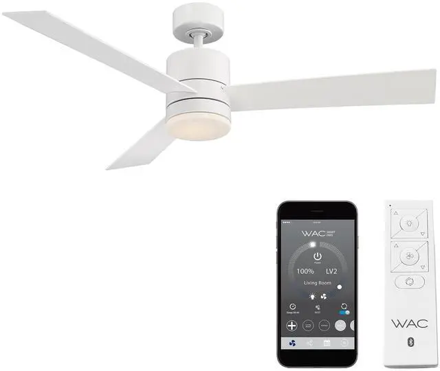 Main image of WAC F-081L-MW San Francisco 52" Outdoor Ceiling Fan with Lights and Remote Control, Matte White