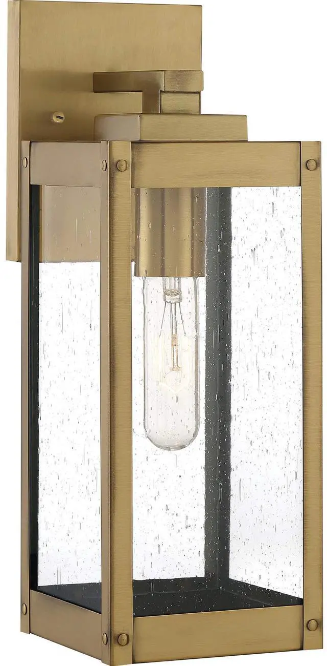 Main image of Westover 14.25" Outdoor Wall Lantern, Antique Brass | 1-Light, Clear Seeded Glass, Outdoor Wall Light, Modern Industrial
