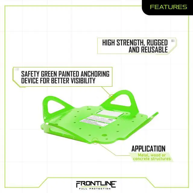 Alt view image 4 of 6 - Frontline RO4W Multifunction 4-Way Anchor | Strength Rating: 5,000 lbs | OSHA & ANSI Compliant Roof Anchor Plate | Metal, Wood or Concrete Application