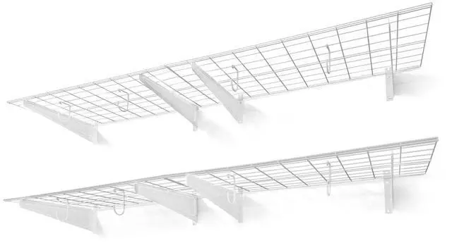 Main image of Garage Shelving Wall Mounted 72x18 Inch, Heavy Duty Metal Wall Shelves with 4 Bike Hooks, 500lbs Capacity Storage Rack for Garage Organization System, White