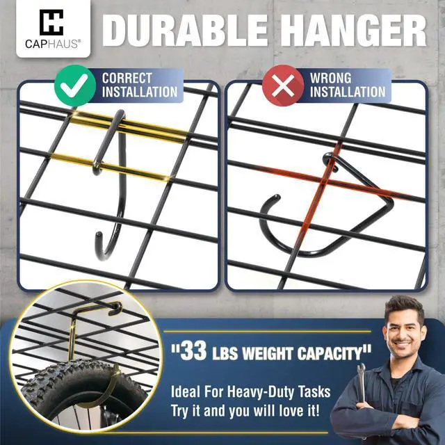 Alt view image 4 of 6 - Garage Shelving Wall Mounted 72x18 Inch, Heavy Duty Metal Wall Shelves with 4 Bike Hooks, 500lbs Capacity Storage Rack for Garage Organization System, White