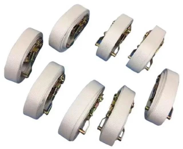 Main image of Everything Tie Down 2 inch x 15 Foot White Tent Ratchet Straps with Sewn Loops for Securing Tents or Large and Small Inflatables (8 Pack)