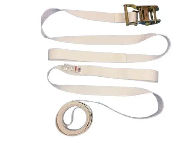 Alt view image 2 of 3 - Everything Tie Down 2 inch x 15 Foot White Tent Ratchet Straps with Sewn Loops for Securing Tents or Large and Small Inflatables (8 Pack)
