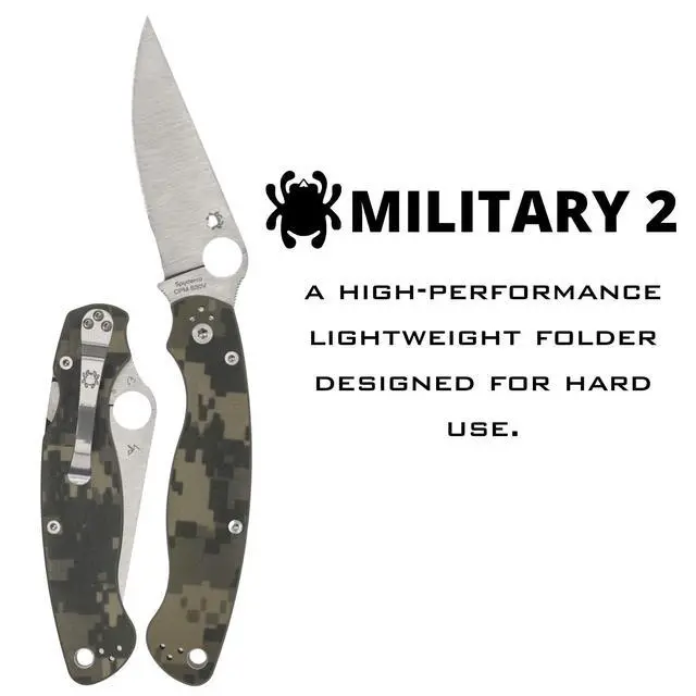 Alt view image 2 of 5 - Military 2 Folding Pocket Knife, PlainEdge | 9.51" Overall Length, 4" CPM S30V Steel Blade, Digital Camo G-10 Handle, Compression Lock, Full-Flat Grind