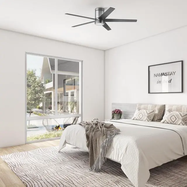 Alt view image 2 of 6 - Graceshire 52 Inch Ceiling Fan with Color Changing LED Light and Remote Control, 5 Blades, Reversible Airflow, Brushed Nickel