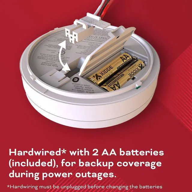 Alt view image 3 of 6 - Hardwired Smoke & Carbon Monoxide Detector, AA Battery Backup, Interconnectable, LED Warning Light Indicators, 2 Count (Pack of 1)