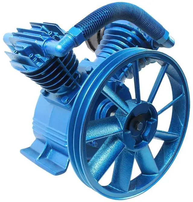 Main image of Air Compressor Pump Head, 175 PSI 5.5HP V-Type Air Compressor Head Pump Twin Cylinder Design Low Energy Consumption Air Compressor with Flywheel, Cast Iron Aluminum (Style 5)