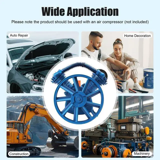 Alt view image 6 of 6 - Air Compressor Pump Head, 175 PSI 5.5HP V-Type Air Compressor Head Pump Twin Cylinder Design Low Energy Consumption Air Compressor with Flywheel, Cast Iron Aluminum (Style 5)