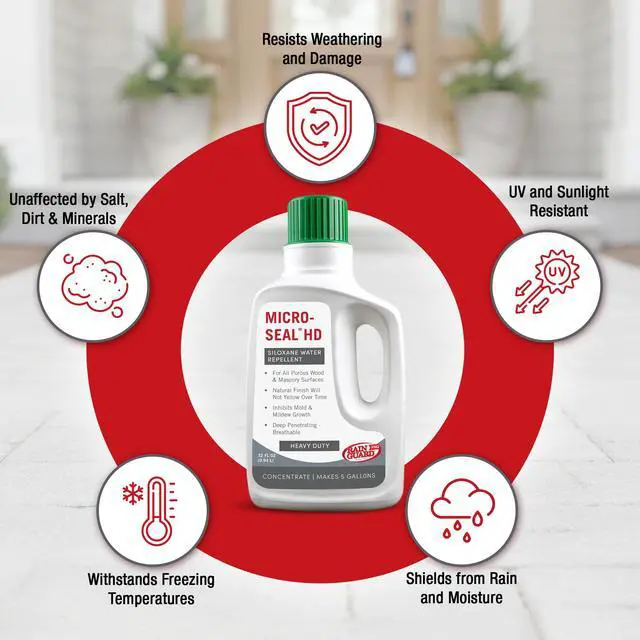 Alt view image 4 of 6 - Rain Guard Water Sealers CR-2405 Micro-Seal Concentrate HIGH Solids Sealer Covering Up to 1500 Sq. Ft. All Masonry Surfaces. 1 Quart Clear Penetrating Silane and Siloxane Professional Grade