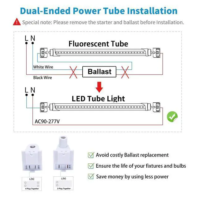 Alt view image 4 of 6 - 8FT LED Bulbs, FA8 Single Pin LED Shop Light, 45 Watts, 5000K Daylight, Ballast Bypass, 5400LM, Frosted/Milky Cover, Replace Old Fluorescent Light Tube -12 Pack,Ship from USA