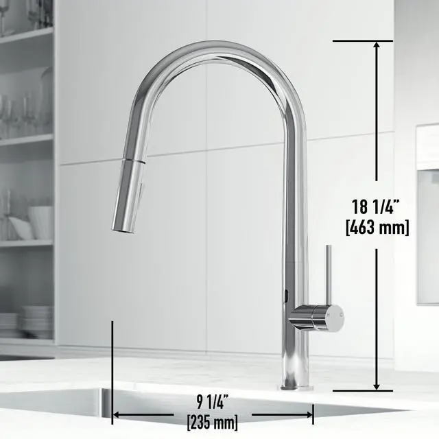 Alt view image 3 of 6 - Greenwich 18'' H Single-Handle Pull-Down Sprayer Kitchen Faucet with Touchless Sensor in Chrome-VG02029CHS