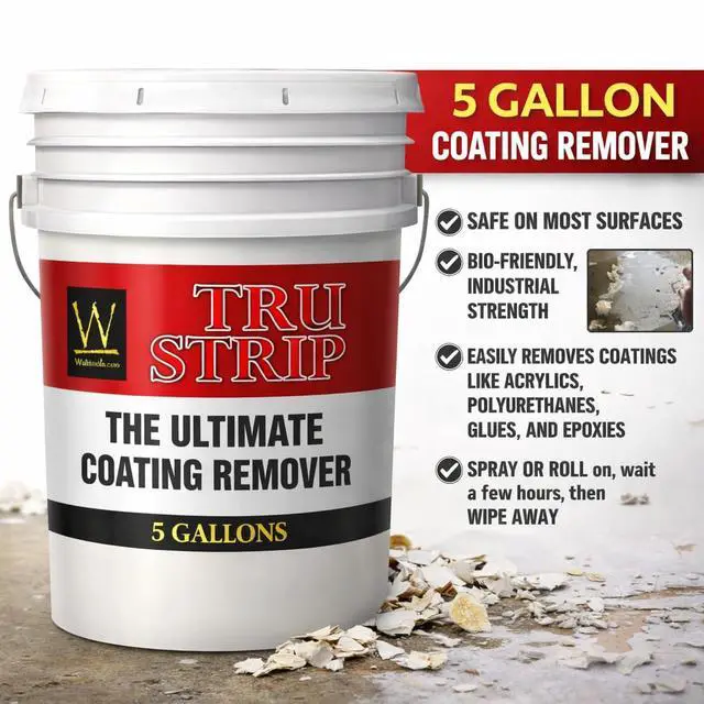 Alt view image 2 of 6 - Tru-Strip Industrial Strength Concrete Sealer Stripper (5-Gallon) Professional Coating & Sealer Remover for Acrylics, Urethanes, Glues, Epoxies - Water Cleanup