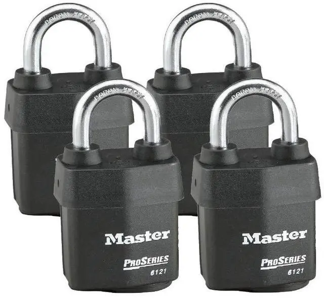 Main image of Four (4) High Security Pro Series Padlocks w/8 Keys, 6121NKA-4 w/BumpStop Technology