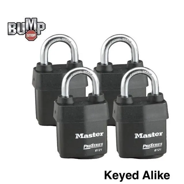 Alt view image 2 of 4 - Four (4) High Security Pro Series Padlocks w/8 Keys, 6121NKA-4 w/BumpStop Technology