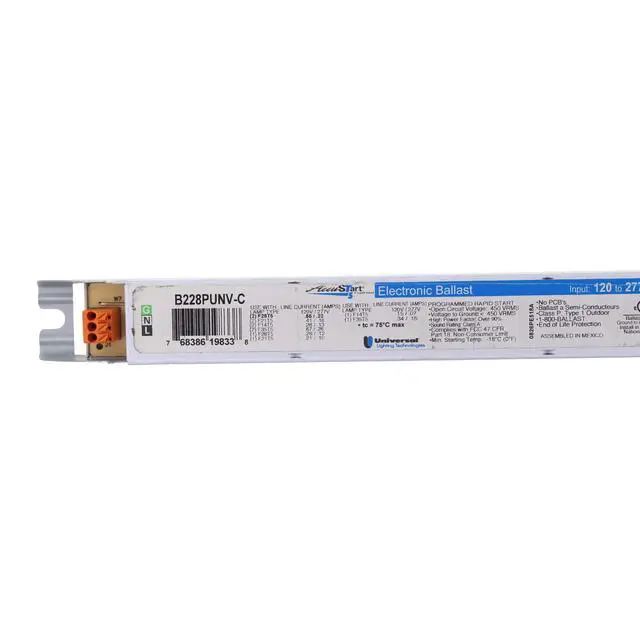 Alt view image 3 of 3 - Universal 19831 B228PUNV-C Electronic Fluorescent Ballast, 1 or 2-Lamp, 28W T5, 120/277V