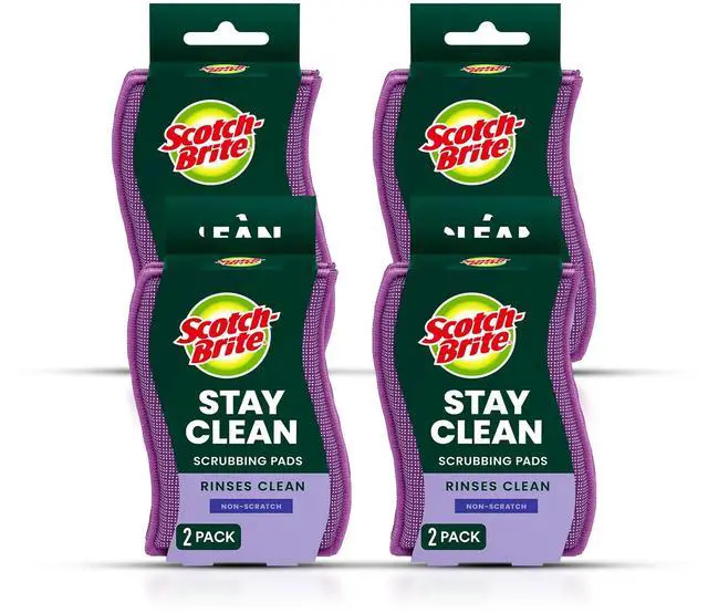 Main image of Dobie Stay Clean Scrubbers, Non-Scratch Dual-Sided Dish Sponges with Absorbent Cloth Side, Odor Resistant Scrubbing Pads for Dishes and Household Cleaning, 8-Pack