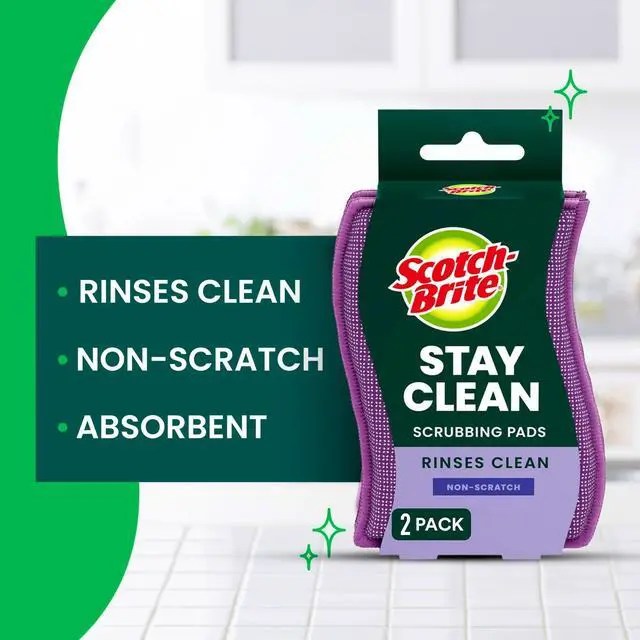 Alt view image 2 of 7 - Dobie Stay Clean Scrubbers, Non-Scratch Dual-Sided Dish Sponges with Absorbent Cloth Side, Odor Resistant Scrubbing Pads for Dishes and Household Cleaning, 8-Pack
