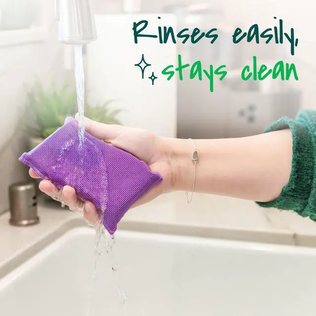Alt view image 4 of 7 - Dobie Stay Clean Scrubbers, Non-Scratch Dual-Sided Dish Sponges with Absorbent Cloth Side, Odor Resistant Scrubbing Pads for Dishes and Household Cleaning, 8-Pack