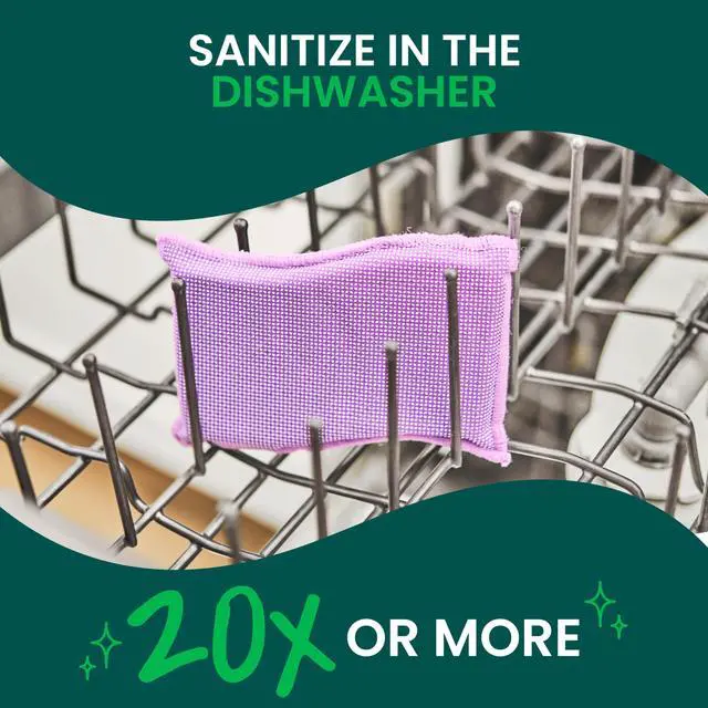 Alt view image 5 of 7 - Dobie Stay Clean Scrubbers, Non-Scratch Dual-Sided Dish Sponges with Absorbent Cloth Side, Odor Resistant Scrubbing Pads for Dishes and Household Cleaning, 8-Pack