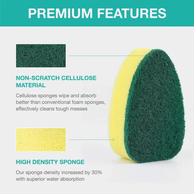 Alt view image 4 of 6 - Refills Sponges Heads, Non-Scratch Dish Wand Refill Replacement