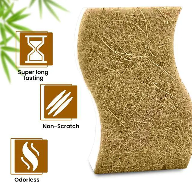 Alt view image 4 of 7 - Natural Kitchen Sponge 12-Pack Biodegradable Sponges for Dishes Compostable Dish Washing Scrubbers Eco Friendly Non-Scratch Cellulose & Coconut Husk Scrubber Sponges for Cleaning