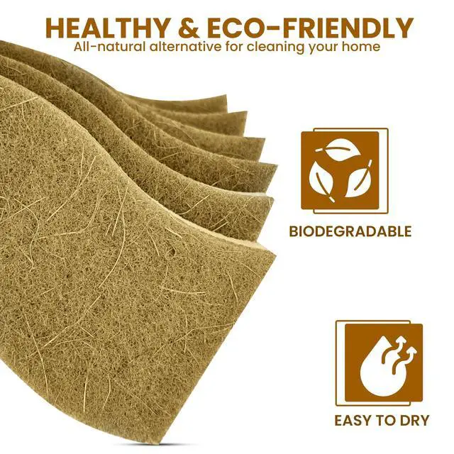 Alt view image 6 of 7 - Natural Kitchen Sponge 12-Pack Biodegradable Sponges for Dishes Compostable Dish Washing Scrubbers Eco Friendly Non-Scratch Cellulose & Coconut Husk Scrubber Sponges for Cleaning