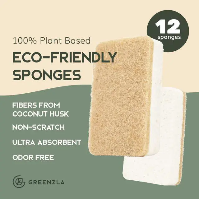 Alt view image 2 of 7 - 12 Pack Kitchen Sponges, Plant-Based Dish Sponges, Non-Scratch Sisal Hemp Scouring Pads for Dishes, Countertops, Bathtubs, and Tiles
