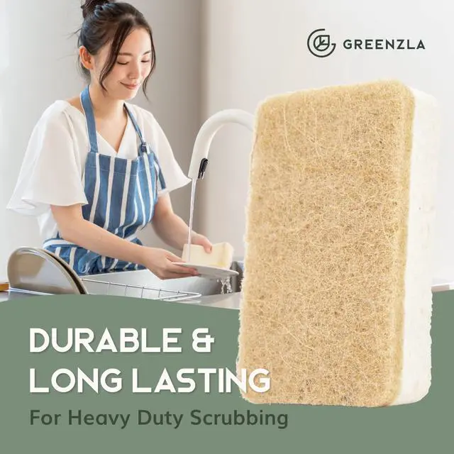 Alt view image 5 of 7 - 12 Pack Kitchen Sponges, Plant-Based Dish Sponges, Non-Scratch Sisal Hemp Scouring Pads for Dishes, Countertops, Bathtubs, and Tiles