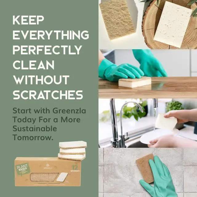 Alt view image 6 of 7 - 12 Pack Kitchen Sponges, Plant-Based Dish Sponges, Non-Scratch Sisal Hemp Scouring Pads for Dishes, Countertops, Bathtubs, and Tiles