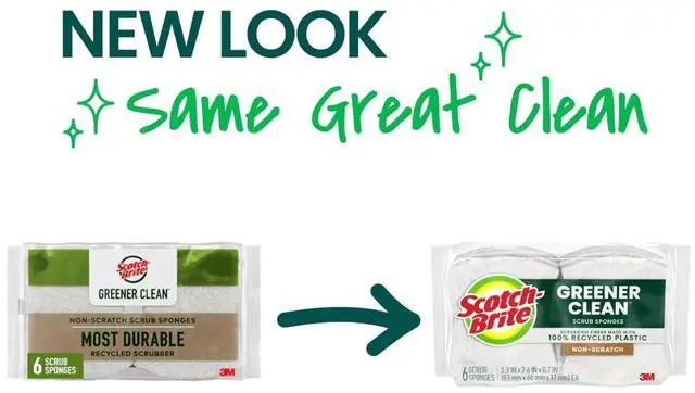Alt view image 2 of 7 - Greener Clean Non-Scratch Scrub Sponge, 6 Nonscratch Kitchen Sponges for Cleaning Around the Home, Bathroom & More, Most Durable Recycled Dish Scrubber, Best for Nonstick Pots and Pans