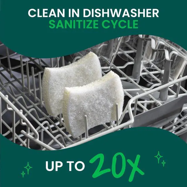 Alt view image 7 of 7 - Greener Clean Non-Scratch Scrub Sponge, 6 Nonscratch Kitchen Sponges for Cleaning Around the Home, Bathroom & More, Most Durable Recycled Dish Scrubber, Best for Nonstick Pots and Pans