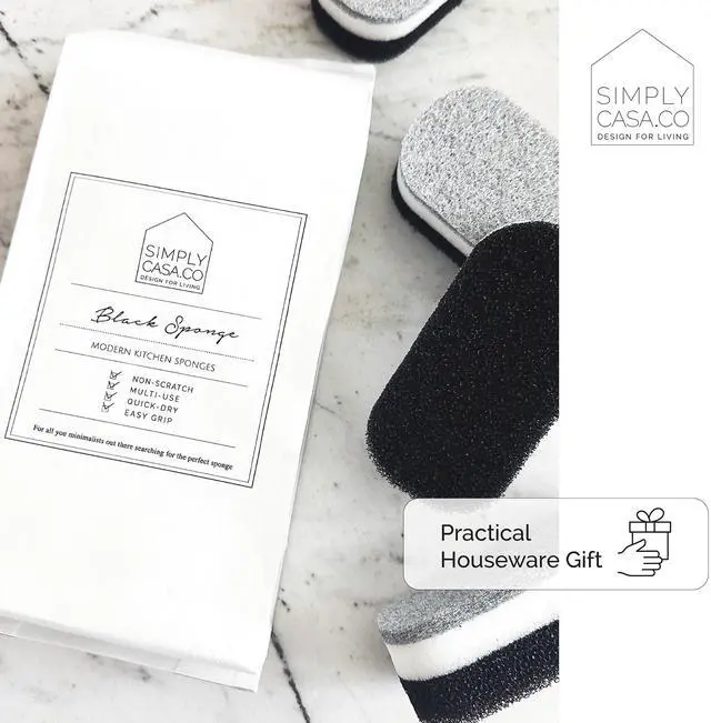 Alt view image 5 of 6 - Kitchen Dish Cleaning Sponges - Pack of 6 | Non-Scratch & Fast-Drying | Reusable Scrubbers for Kitchen & Household Use | Stylish Black & White Design