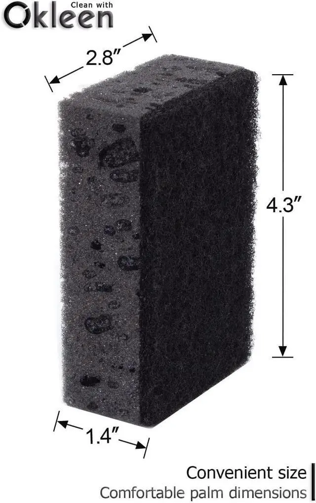 Alt view image 2 of 7 - Black Scrub Sponges. Made in Europe. 9 Pack, 4.3x2.8x1.4 inches. Heavy Duty and Non Scratch Fiber. Kitchen Sponges Pack with No Smell. for Dishes and Household Washing