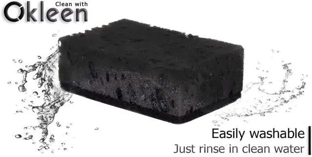 Alt view image 4 of 7 - Black Scrub Sponges. Made in Europe. 9 Pack, 4.3x2.8x1.4 inches. Heavy Duty and Non Scratch Fiber. Kitchen Sponges Pack with No Smell. for Dishes and Household Washing