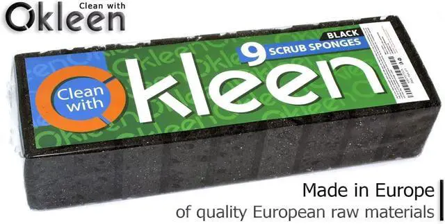 Alt view image 6 of 7 - Black Scrub Sponges. Made in Europe. 9 Pack, 4.3x2.8x1.4 inches. Heavy Duty and Non Scratch Fiber. Kitchen Sponges Pack with No Smell. for Dishes and Household Washing