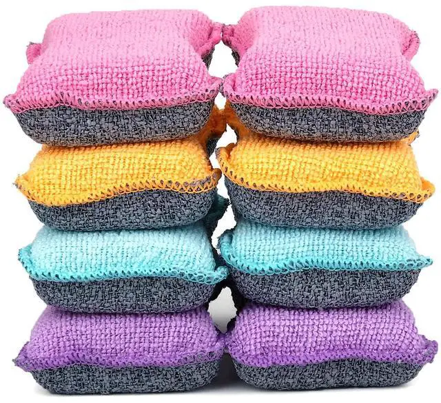 Main image of Dish Sponges Kitchen, Microfiber Cleaning Scrubber for Dishwashing, Sink, Basin and Multi-Pupose, Size L Pack of 8