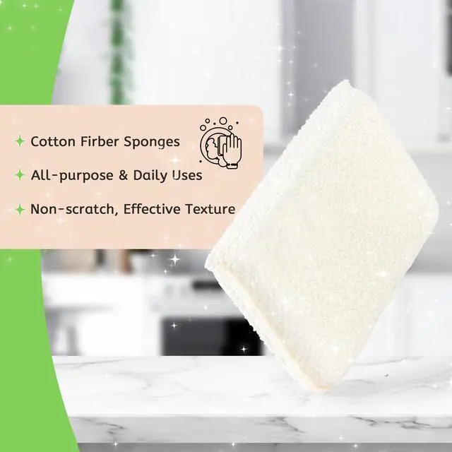 Alt view image 2 of 5 - Practical Matter Kitchen Sponge, Organic Cotton Fiber All-Purpose Dish Sponges for Washing Dishes and Cleaning All Surfaces, Durable Non Scratch Scrub, 6 Count Value Pack