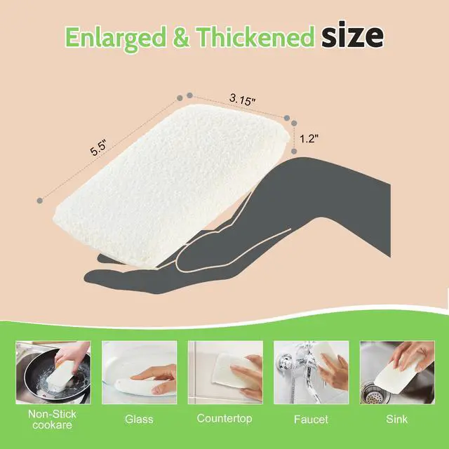 Alt view image 4 of 5 - Practical Matter Kitchen Sponge, Organic Cotton Fiber All-Purpose Dish Sponges for Washing Dishes and Cleaning All Surfaces, Durable Non Scratch Scrub, 6 Count Value Pack