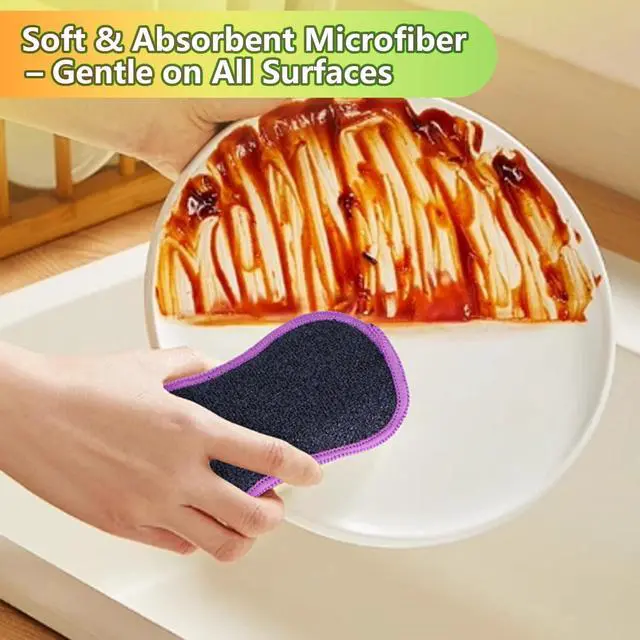 Alt view image 5 of 7 - 12Pack Dish Sponges Kitchen, Non-Scratch Microfiber Sponges for Cleaning, Reusable Dish Sponge for Dishes, Pots and Pans (Multicolor)