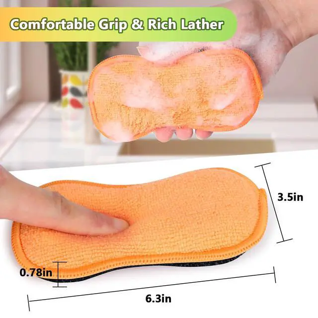 Alt view image 6 of 7 - 12Pack Dish Sponges Kitchen, Non-Scratch Microfiber Sponges for Cleaning, Reusable Dish Sponge for Dishes, Pots and Pans (Multicolor)