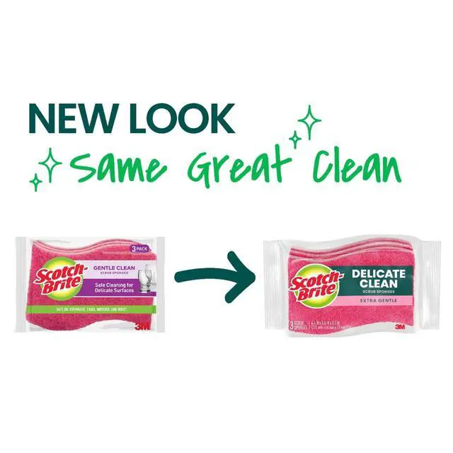Alt view image 2 of 7 - Delicate Clean Non-Scratch Scrub Sponge, 3 Nonscratch Kitchen Sponges for Gentle Cleaning of Porcelain, Fine china, Stemware, Nonstick Pots and Pans, Mirrors, Faucets, and More