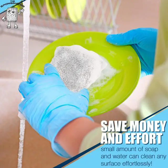 Alt view image 5 of 7 - Kitchen Scrubbing Sponges - Heavy Duty Non Scratch Scrubbing Cleaner Sponges in 2 Colors - Multi Surface Non Metal Dish Scouring Scrubbers for Fast Cleaning (Gold & Silver, 6)