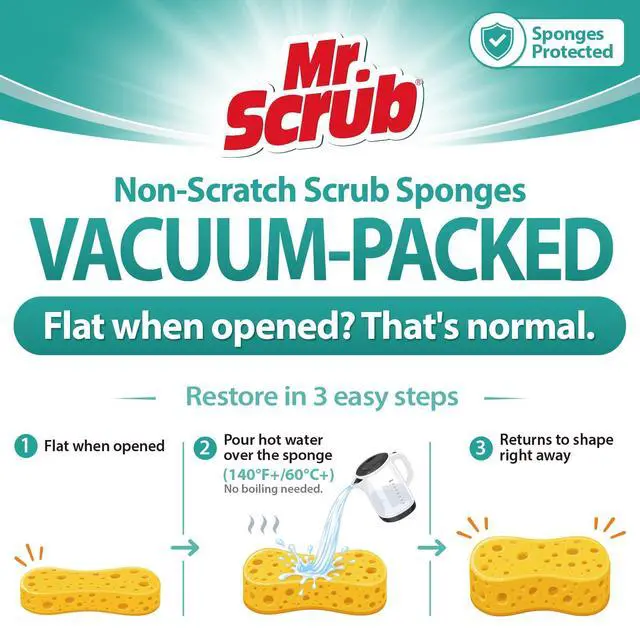 Alt view image 7 of 7 - All-Purpose Sponges, Non Scratch, for Washing and Cleaning Dishes, Premium Scrub and Scrubbers, 12 Pads, Ideal for Kitchen, Bathroom