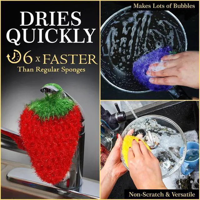 Alt view image 4 of 7 - Scratch Dish Scrubber-Long Lasting & Odorless, Safe on Non-Stick, Cast Iron, Glass and Other Surfaces, Reusable Kitchen Sponge Alternative for Kitchen, Bathroom & Floors (Pack of 5)