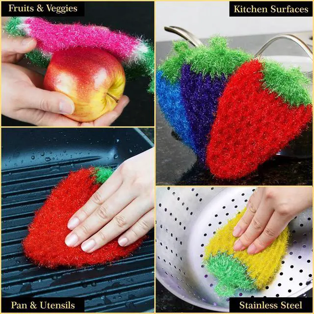 Alt view image 5 of 7 - Scratch Dish Scrubber-Long Lasting & Odorless, Safe on Non-Stick, Cast Iron, Glass and Other Surfaces, Reusable Kitchen Sponge Alternative for Kitchen, Bathroom & Floors (Pack of 5)